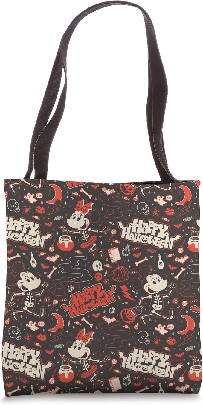 Disney Mickey Mouse & Minnie Mouse Happy Halloween Skeletons Tote Bag