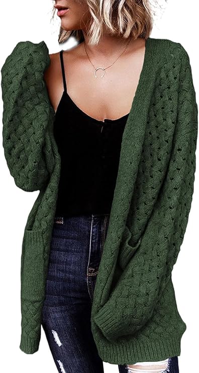 Open Front Long Sleeve Chunky Cable Knit Cardigan