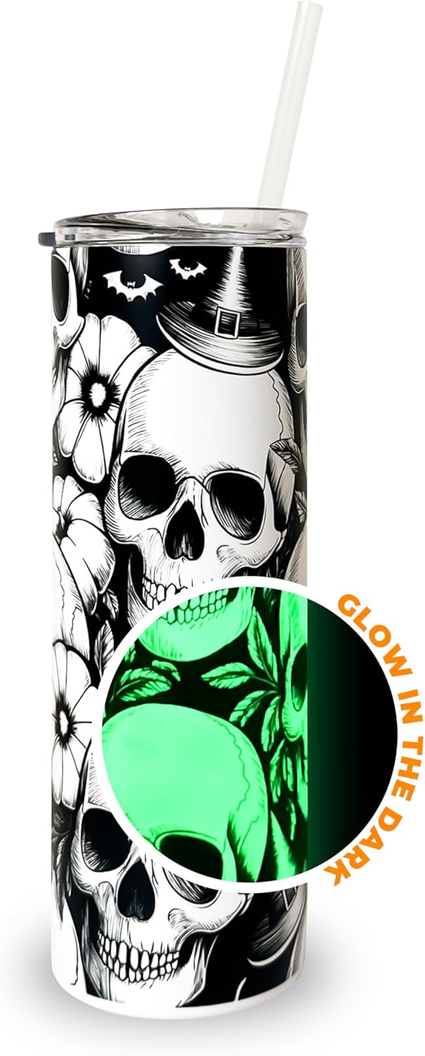 Glow-in-the-Dark Halloween Tumbler - Skulls