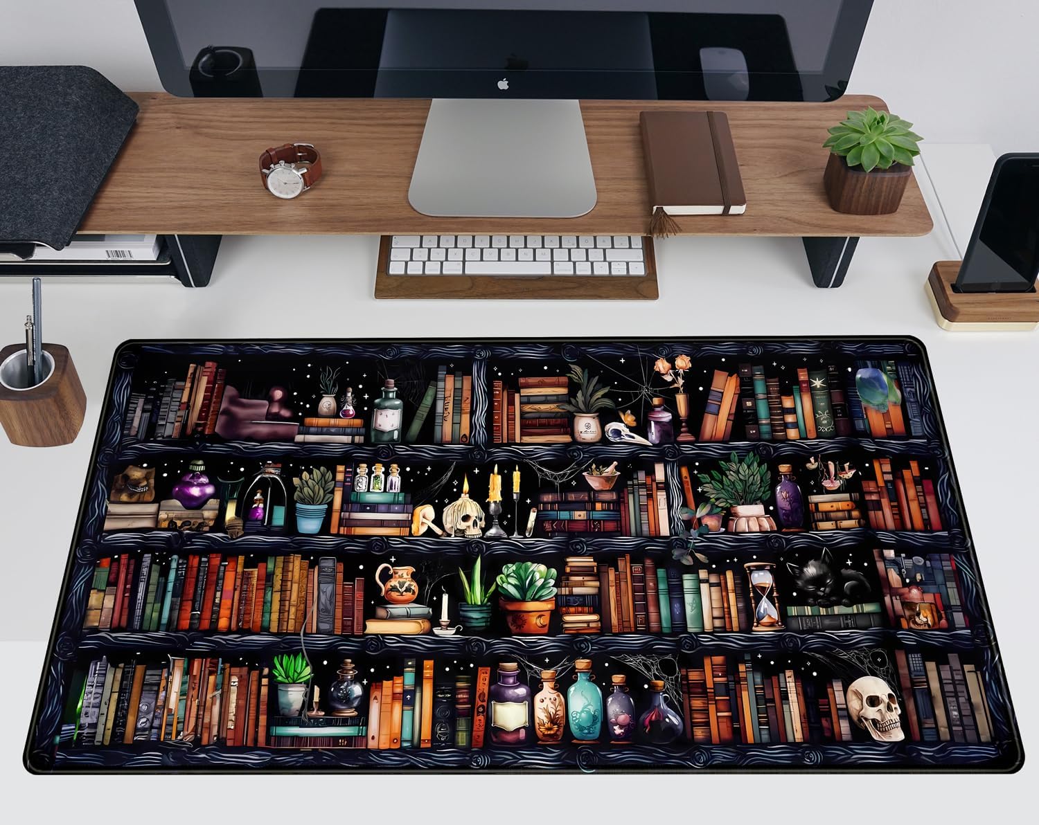 Spooky Bookshelf Desk Mat