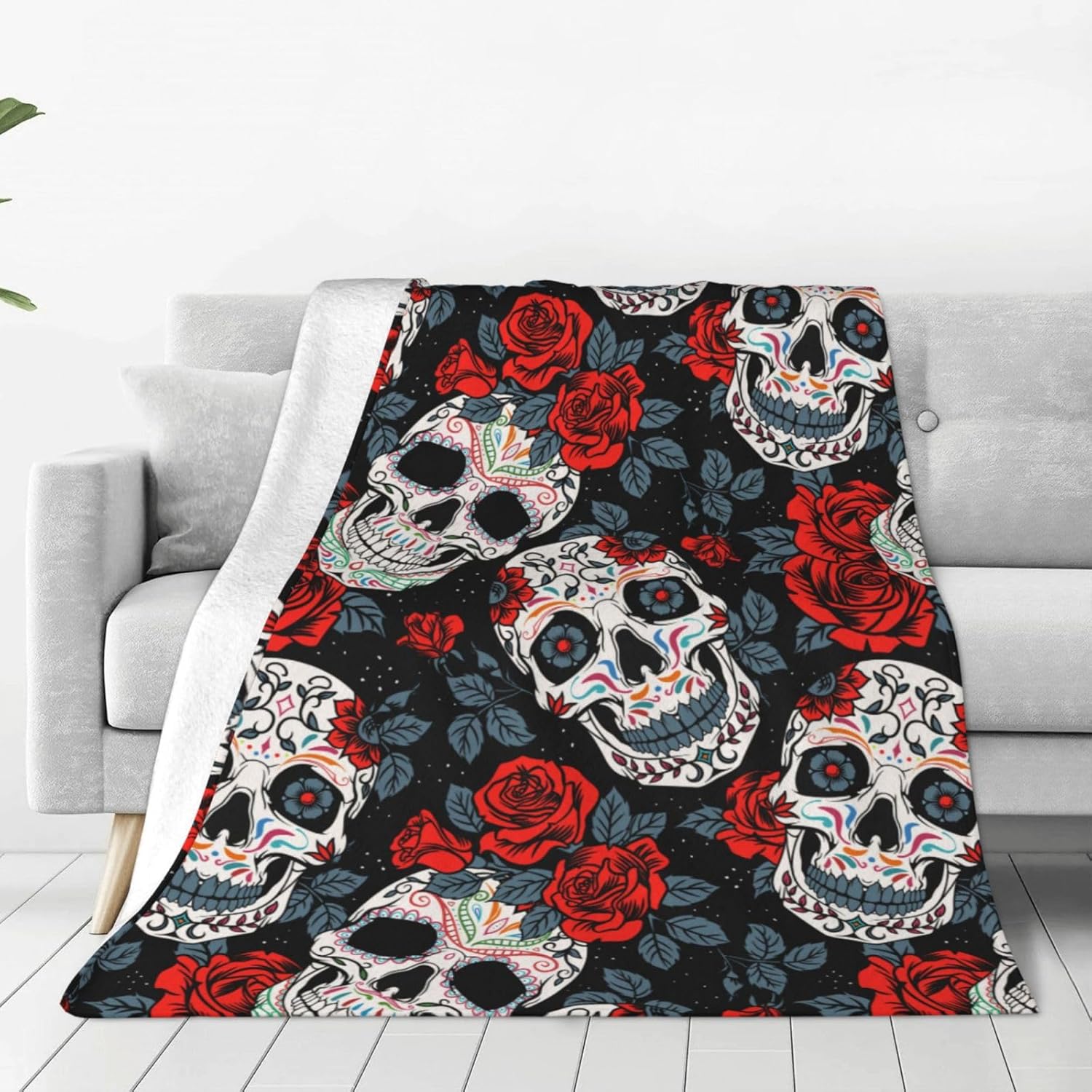 Sugar Skulls and Roses Blanket