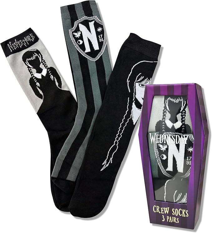 Wednesday Addams Crew Socks Gift Set